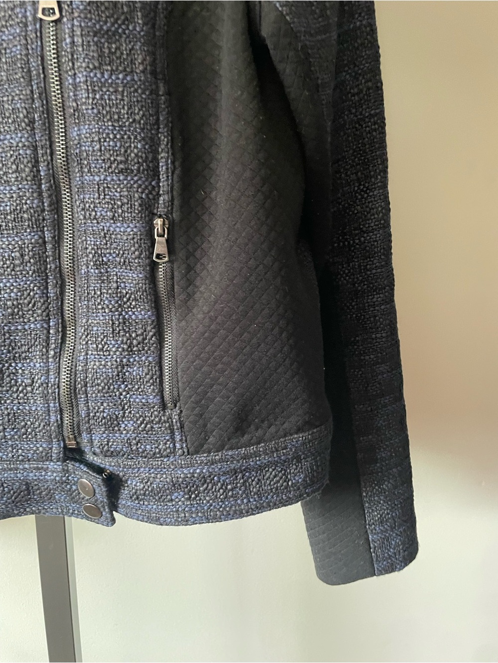 Ricki’s Tweed Moto Jacket Blue Biker Motorcycle - Picture 4 of 6